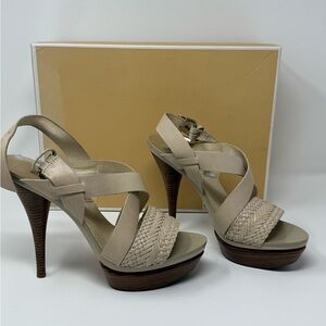 Michael Kors Beige Strappy Platform Heels